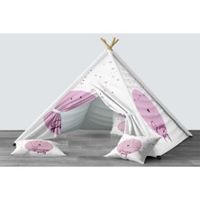 instababyrooms Dijital Baskılı Kızıldereli Mindersiz Çocuk Odası Oyun Çadırı Model 322