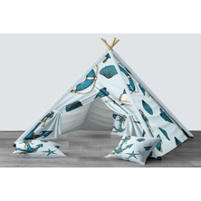 instababyrooms Dijital Baskılı Kızıldereli Mindersiz Çocuk Odası Oyun Çadırı Model 1332