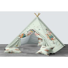 instababyrooms Dijital Baskılı Kızıldereli Mindersiz Çocuk Odası Oyun Çadırı Model 299