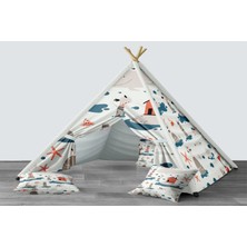 instababyrooms Dijital Baskılı Kızıldereli Mindersiz Çocuk Odası Oyun Çadırı Model 1340