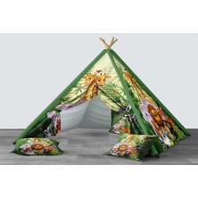 instababyrooms Dijital Baskılı Kızıldereli Mindersiz Çocuk Odası Oyun Çadırı Model 313