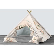 instababyrooms Dijital Baskılı Kızıldereli Mindersiz Çocuk Odası Oyun Çadırı Model 321