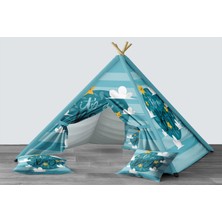 instababyrooms Dijital Baskılı Kızıldereli Mindersiz Çocuk Odası Oyun Çadırı Model 1358