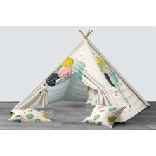 instababyrooms Dijital Baskılı Kızıldereli Mindersiz Çocuk Odası Oyun Çadırı Model 1365