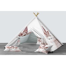 instababyrooms Dijital Baskılı Kızıldereli Mindersiz Çocuk Odası Oyun Çadırı Model 1410