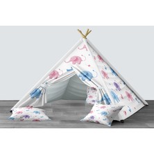 instababyrooms Dijital Baskılı Kızıldereli Mindersiz Çocuk Odası Oyun Çadırı Model 1422