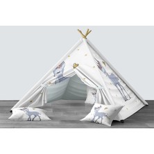 instababyrooms Dijital Baskılı Kızıldereli Mindersiz Çocuk Odası Oyun Çadırı Model 1425