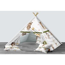 instababyrooms Dijital Baskılı Kızıldereli Mindersiz Çocuk Odası Oyun Çadırı Model 1428