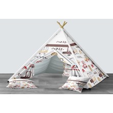 instababyrooms Dijital Baskılı Kızıldereli Mindersiz Çocuk Odası Oyun Çadırı Model 1439