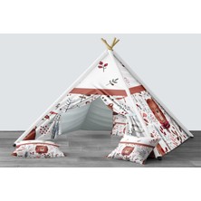 instababyrooms Dijital Baskılı Kızıldereli Mindersiz Çocuk Odası Oyun Çadırı Model 1440