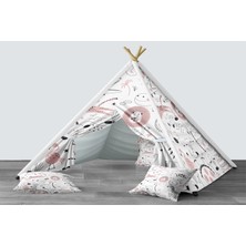 instababyrooms Dijital Baskılı Kızıldereli Mindersiz Çocuk Odası Oyun Çadırı Model 1442