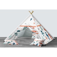 instababyrooms Dijital Baskılı Kızıldereli Mindersiz Çocuk Odası Oyun Çadırı Model 1433