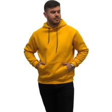 Amor Man Kapüşonlu Çok Kalın Tam Kışlık Içi Komple Pamuk 4 İplik Erkek Sweatshirt