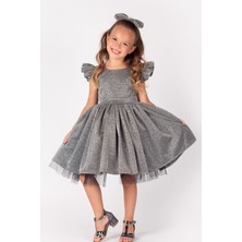 Parlak Kumaş Kız Çocuk Abiye Elbise