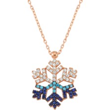 Altın Sepeti Rose Gümüş Renkli Taşlı Kartanesi Kolye