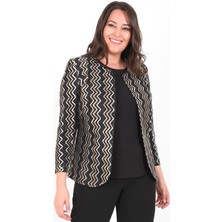 Ladies First Büyük Beden 3150 Siyah Ceket+Bluz Ikili Takım