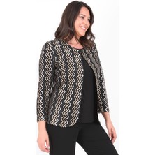 Ladies First Büyük Beden 3150 Siyah Ceket+Bluz Ikili Takım