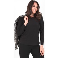 Ladies First Büyük Beden 3150 Siyah Ceket+Bluz Ikili Takım