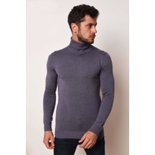 Brng Slimfit Boğazlı Likralı Erkek Triko Kazak