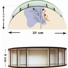 Wuw Soyut Çizim Çiçek Desenli Ahşap Masaüstü Kalemlik Kalem Kutusu Organizer