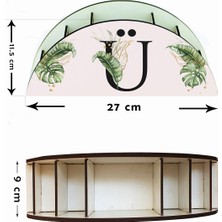 Wuw Tropik Desenli Ü Harfi Ahşap Masaüstü Kalemlik Kalem Kutusu Organizer