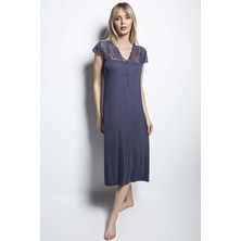 Monamise 18454 Büyük Beden Kadın Gecelik-Lacivert