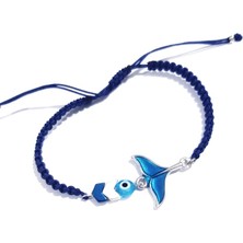 Funny Takı Nazar Boncuklu Hematit Taşlı Mavi Mineli Deniz Kızı Kuyruğu Şeklinde Bileklik