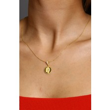 Hestia Silver Taşlı Daire Plaka Harf Gümüş Kolye