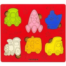 Vavsan Eğitici Renkli Ahşap Taşıt Yapboz Puzzle Oyuncak