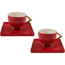 Karaca Art Deco Kırmızı 2 Kişilik Kahve Fincanı Takımı 90 ml