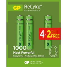 Gp Aaa 950 Mah Şarjlı Ince Kalem Pil 4+2'li Paket GP100AAAHCE4-2BB
