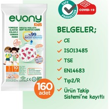 Evony Elastik Kulaklı Çocuk Kids Maske 160 Adet