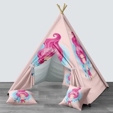 instababyrooms Dijital Baskılı Kızıldereli Mindersiz Çocuk Odası Oyun Çadırı Model 036