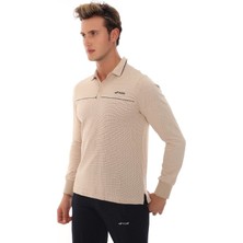 Fore Sport Erkek Bej  Polo Yakali Uzun Kollu T-Shirt Eşofma Takim