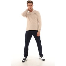 Fore Sport Erkek Bej  Polo Yakali Uzun Kollu T-Shirt Eşofma Takim