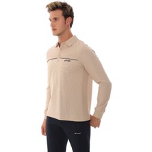 Fore Sport Erkek Bej Polo Yakali Uzun Kollu T-Shirt Eşofman Takimi