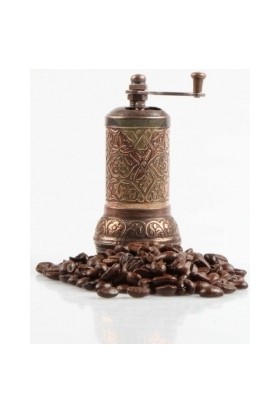 Bakır Renk Osmanlı Motifli Kahve ve Baharat Öğütücü Değirmen