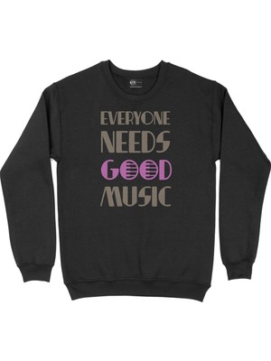Cix Mor Everyone Needs Good Music Siyah Sweatshirt
