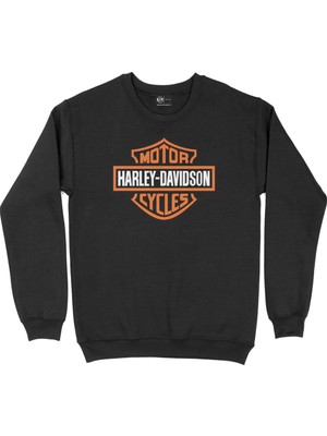 Cix Sarı Harley Davidson Cycles Siyah Sweatshirt