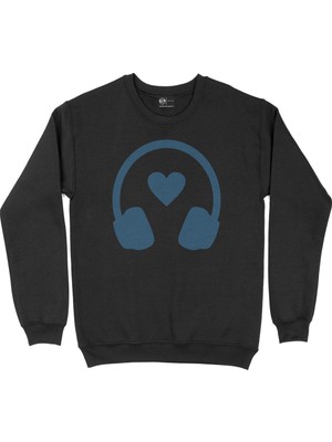 Cix Kulaklıklı Müzik Aşkı Siyah Sweatshirt