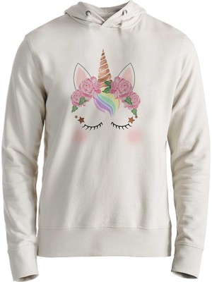 Alfa Tshirt Unicorn Dijital Baskılı Ekru Çocuk Sweatshirt