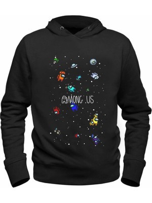 Alfa Tshirt Among Us Baskılı Çocuk Siyah Sweatshirt