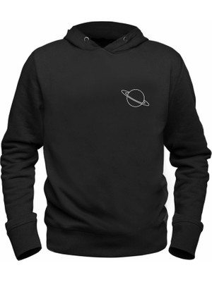 Alfa Tshirt Satürn Resimli Dijital Baskılı Çocuk Siyah Sweatshirt