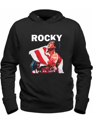 Alfa Tshirt Rocky Balboa Dijital Baskılı Çocuk Siyah Sweatshirt
