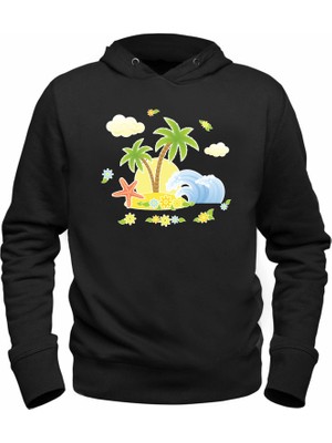 Alfa Tshirt Palmiye Baskılı Çocuk Siyah Sweatshirt