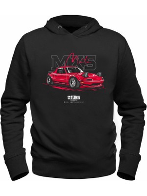 Alfa Tshirt Araba Mx5 Mazda Tasarımlı Baskılı Çocuk Siyah Sweatshirt