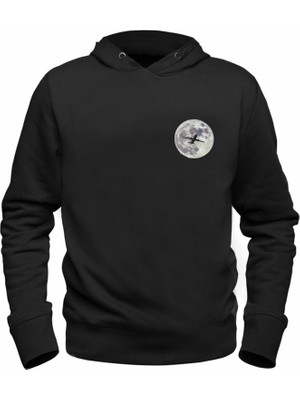 Alfa Tshirt Moon Resimli Dijital Baskılı Çocuk Siyah Sweatshirt