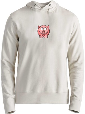Alfa Tshirt Animal Domuz Resim Baskılı Ekru Çocuk Sweatshirt