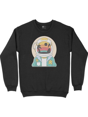 Cix Astronot Uzayda Siyah Sweatshirt