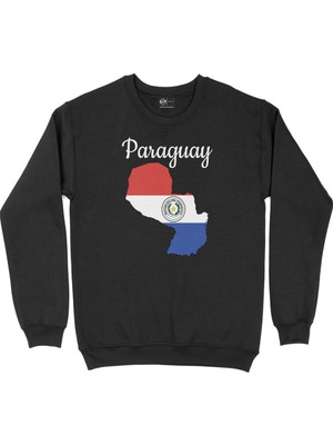 Cix Paraguay Haritalı ve Bayraklı Siyah Sweatshirt